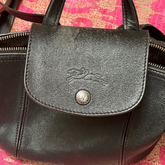 Longchamp backpack tote black LEATHER - Picture 4 of 9